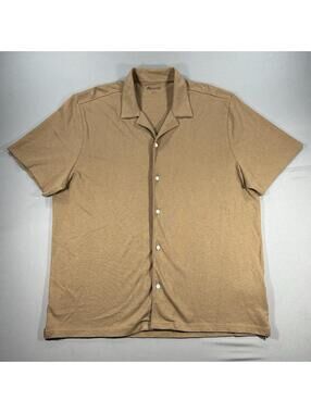 Madewell Men's Large Short Sleeve Button Up Brown Shirt Cotton Camp Casual